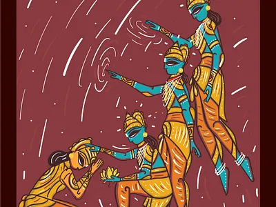 Krishna Arjuna arjuna bengal patua bhagavat gita folk art indian illustrator krishna mahabharat scd balaji