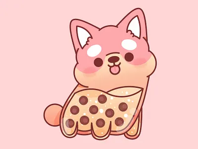 Draw This In Your Style animal boba bubble tea bubbletea cute dog drawthisinyourstyle drink happy kawaii kid milk tea pink puppy shiba inu
