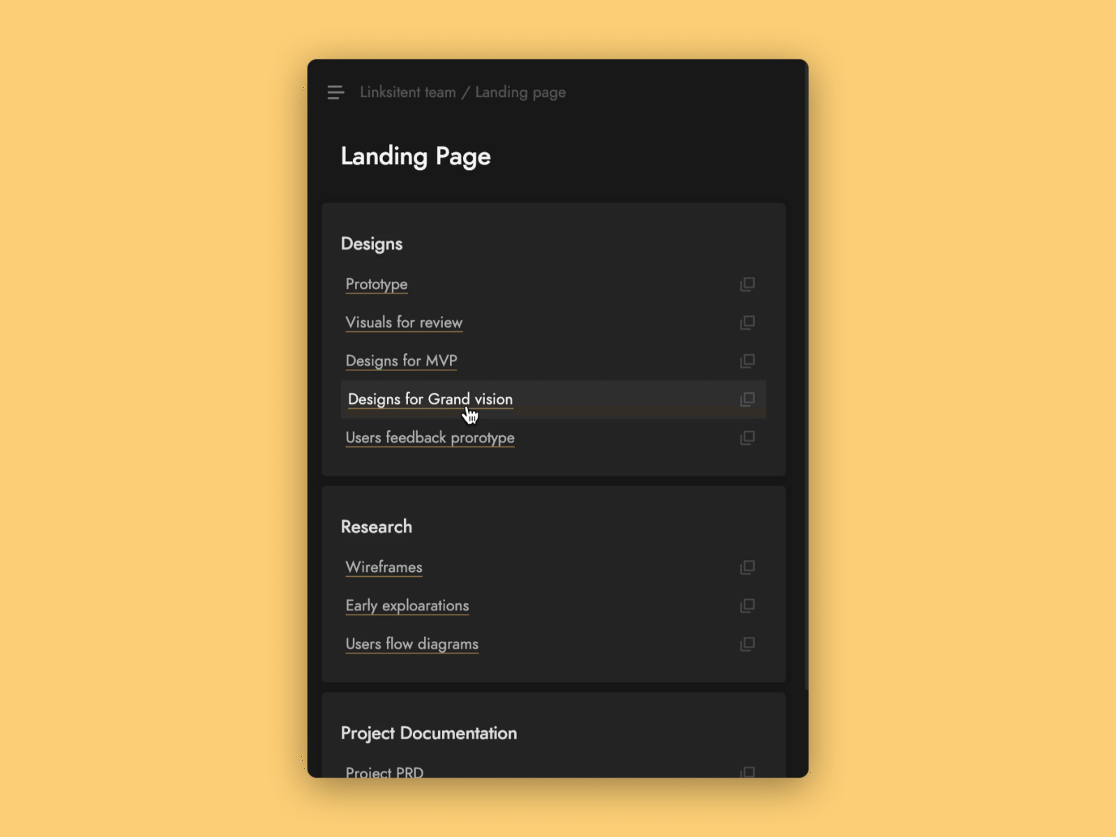 Linksistent navigation dark mode design extension productivity ui