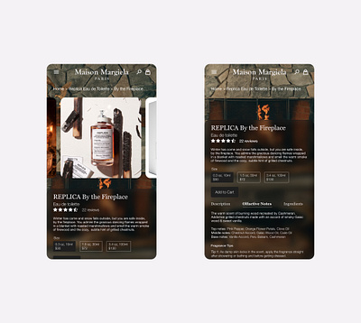 Daily UI 012 daily ui daily ui 012 dailyui dailyuichallenge eau du toilette ecommerce fire fireplace glassmorphism high fashion maisonmargiela perfume warm