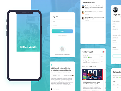 Better Work. android app application branding design gradient ios iphone ui ux