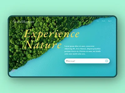 Version 2 design hero landing minimal nature travel type typography ui unsplash ux web website