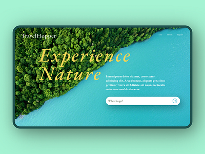 Version 2 design hero landing minimal nature travel type typography ui unsplash ux web website