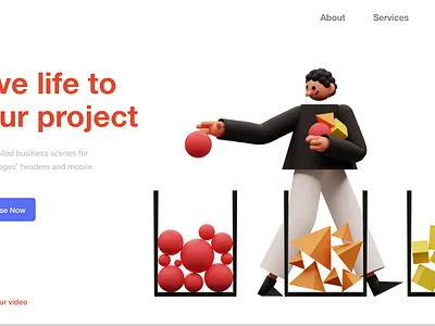 3ddd Landing Page design ui web