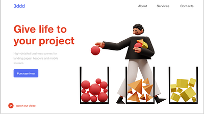 3ddd Landing Page design ui web