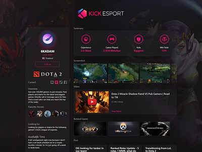 Kick eSport application branding design gradient logo ui vector web