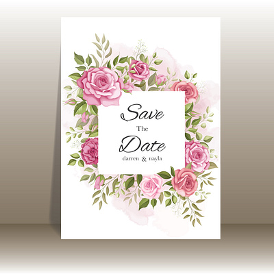 wedding invitation background card design elegant floral flower frame invitation template vector