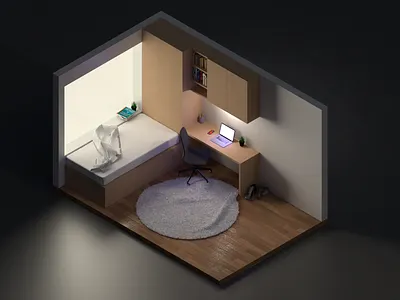 Isometric Bedroom Set 3d design illustration isometric render vray