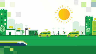 Smart transportation bus design green illustration israel israel illustrator nature roads smarttransportation train transportation vector