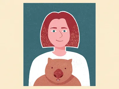 Self-portrait with a wombat animal australia backlit design drawing illustration minimal wombat