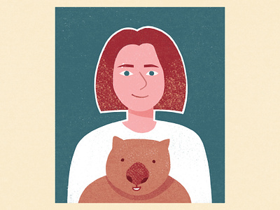 Self-portrait with a wombat animal australia backlit design drawing illustration minimal wombat