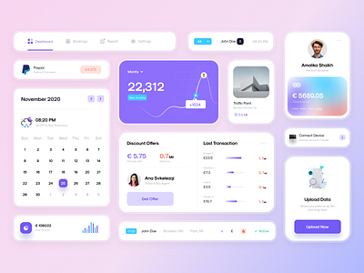 😇 Dashboard Card - UI Components app bar button card dashboard design digital element flat form icon illustration kit menu mobile navigation page template web website