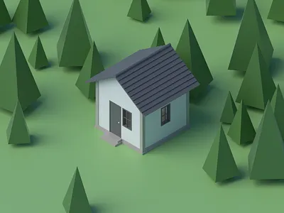 Isometric Tiny house 3d architecture design illustration isometric lowpoly render vray