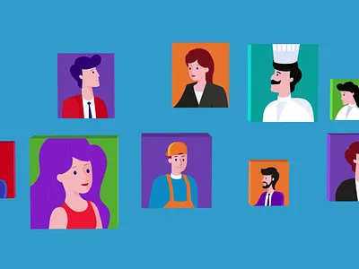 Many Professions after effects animated animation character happy illustration vector work