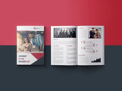 "CORPORATE BI-FOLD BROCHURE 2021" adobe indesign bi fold brochure bifold brochure brand identity branding brochure brochure design business brochure design color idea corporate brochure design design design idea