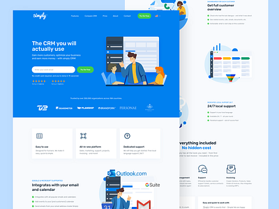 Simply CRM agency crm design homepage illustration landing page saas saas website ui ux web website