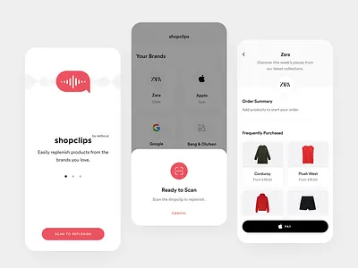 Concierge Widget App android app application brands clean ios app mobile design pay products scan simple ui web