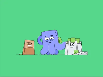 Teabag comics cup illustration octocup octopus rocketboy sticker story tea teabag