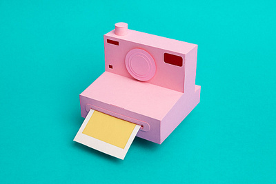 POLAROID PAPERART 3d camera cutout fisical texture handcraft icon illustation illustration object paper paper art paper craft paper illustration photo photographer picture pink polaroid still life studio