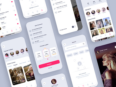 StoryViewer - Social App II app app design dark mode design illustration light mobile mobile app mobile ui social socialmedia story ui white