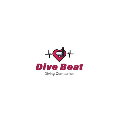 DIVE BEAT beat diver heart heartbeat logo diving modern logo pink red