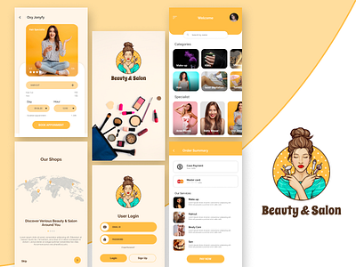 Beauty & Salon UI Apps app beauty business hair makeup manicure massage mobile salon sketch skin spa