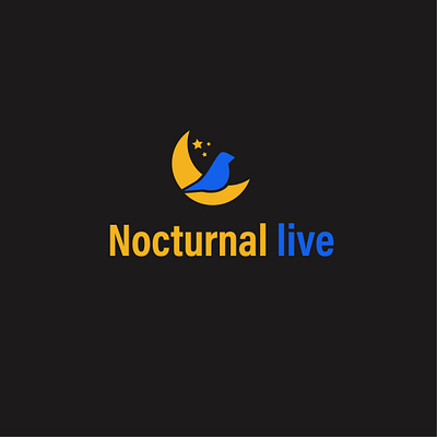 Nocturnal live bird birdlogo black blue logo moon nest night nightbird nightlife nocturnal star yellow