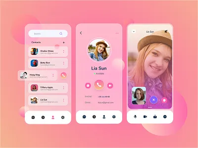 Video chat app app calling app chat chat app chatting glass glassmorphism message app messaging mobile app mobile app design mobile design mobile ui ui ui design uidesign video video call video calling video chat