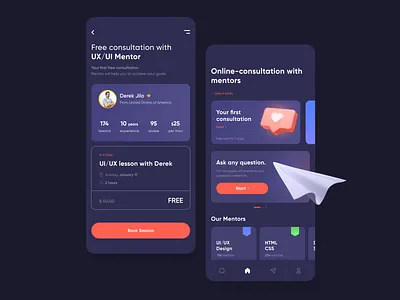 Mentors - Mobile App app color dark dark ui design mobile mobile app mobile design ui