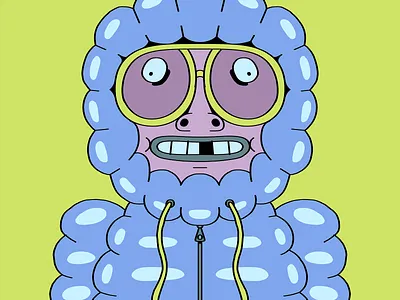 Puffer Pete character glasses puffer jacket spectacles vector vectorart