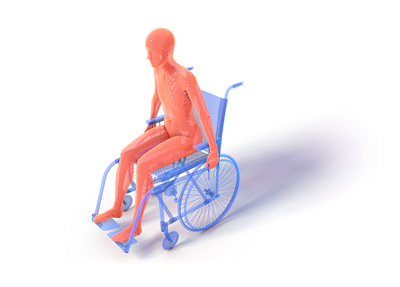 3d illustration of a human figure in a wheelchair. 3d 3d art anatomy design illustration medical wheelchair