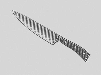 Chef's Knife (Pepperjack) chef knife etching illustration kitchen tools kitchen utensils knife retro scratchboard vintage