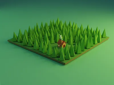 Evening Forest 3d art blender illustration lighting lowpoly minimal