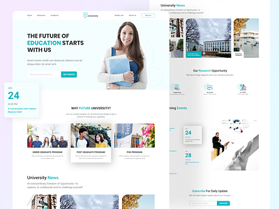 University Landing Page collage education landingpage learning minimal school student trendy ui ui design uiux uiuxdesign university ux web design webdesign