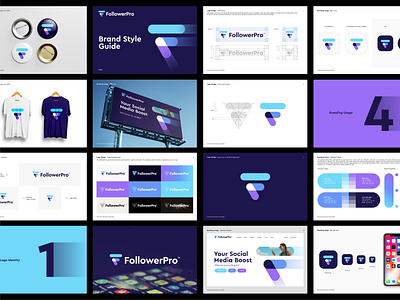 FollowerPro Brandbook app arrow brand branding crypto f finance fintech follower future growth guidelines identity instagram letter logo mark marketing social technology