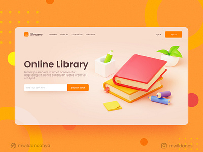 Libraree - Online Library - 3D Landing Page Exploration 3d 3d illustration blender book books bookshelf concept design education illustration knowledge landingpage library literature online read shelf study university web design