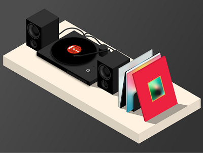 Isometric Turnable [Illustration] clean design illustration low poly lowpoly minimal music simple
