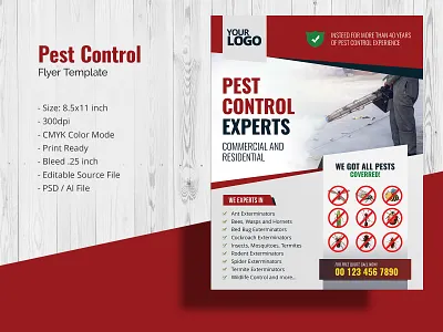 Pest Control Service Flyer Template Design 8.5x11 a4 size advertising advertising flyer ai template ant exterminators brochure brochure design business flyer design flyer template flyer template design marketing marketing flyer pest control pest control service print ready psd template service