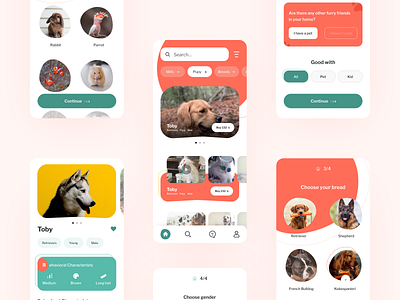 Pet Adoption Mobile UI adopt animel buy creative design dog minimal pet ui ux