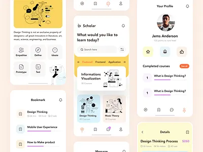 Online Learning Platform - Mobile App app app design course dribbble best shot e learning education education app illustration ios app learning app learning platform mobile app mobile app design mobile design online course online learning product design ui uiux ux