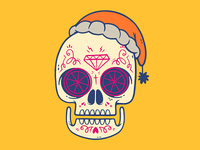 Unused Sugar Skull Design blake stevenson cartoon character design christmas cute day of the dead diamond hipster illustration jetpacks and rollerskates mexican retro skeleton skull sugar skull