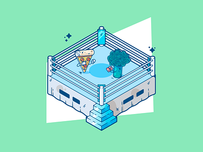 Food Fight Round 2 adobe adobe illustrator artwork boxing clean color creative designer dribbble flat flat design food graphic design illustration minimal modern portfolio shot vector art