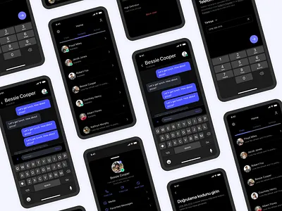 Messaging Application UI Design - Dark Mode app application chat chatting app design free message messaging mobile telegram ui uidesign user experience user interface ux whatsapp