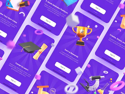 3D School Icon Onboarding Screen 3d 3d icon 3d illustration blender blender 3d blender3d c4d college cycles render education icon illustration learning onboarding onboarding screen online course school school app student uiux