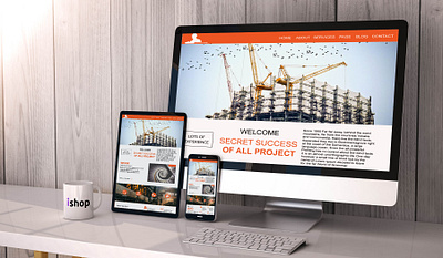 construction website PSD template branding construction construction website design web website website concept website design