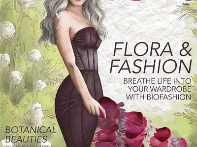 SUSTAINABLE FASHION MAGAZINE adobe fresco collage digital illustration environment environmental fashion fashion illustration flower flower petal fresco graphic design illustration illustrator photoshop