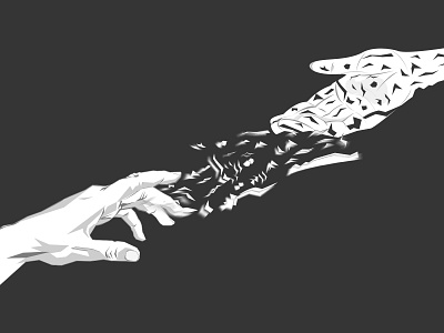 Lost dream black white holding hands illustration pen tool