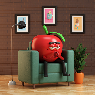 Psychology apple 3d 3d art 3dillustration 3dmodel apple c4d cinema4d vray