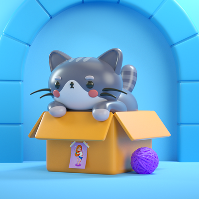 Kitty 3d 3d art 3dcharacter 3dillustration 3dmodel c4d cat character characterdesign cinema4d cute vray