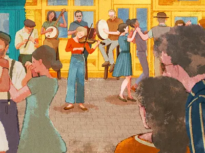 Ireland city dance digital editorial folioart illustration music people texture